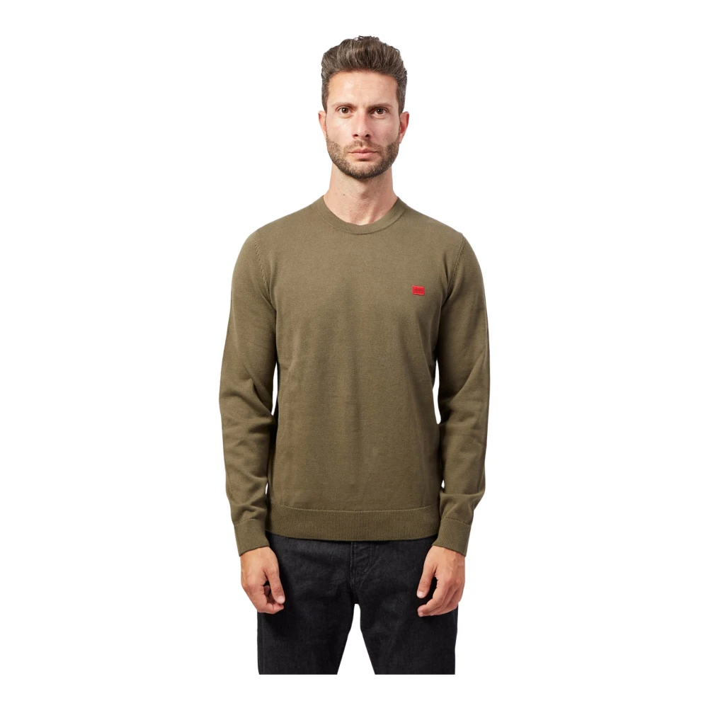 Hugo Boss Groene Trui Straight Fit Biologisch Katoen Green Heren