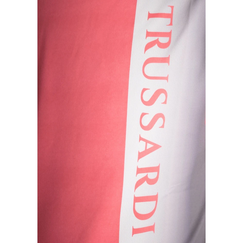 Trussardi Mannen Verticaal Logo T-shirt Red Heren