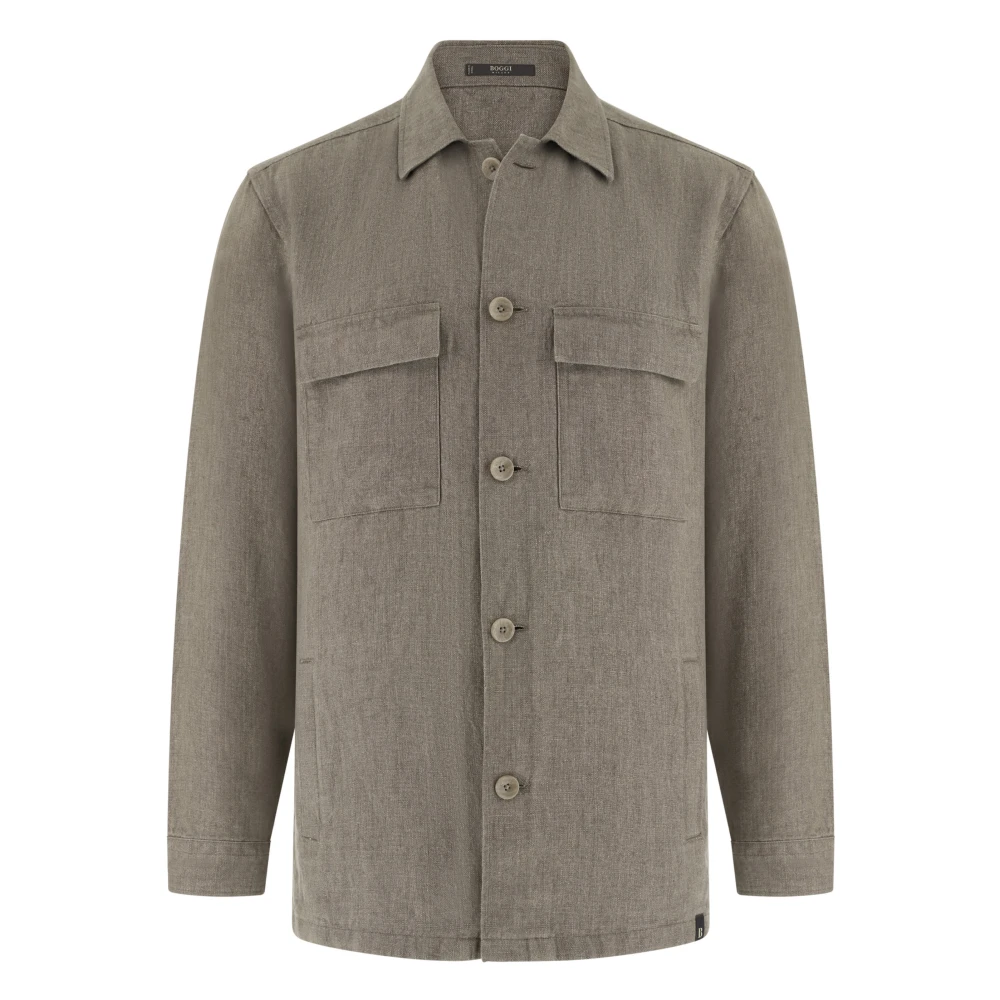 Boggi Milano Mannelijk Groente Jassen Heren, Groen, L, Leer, Link Shirt Jacket