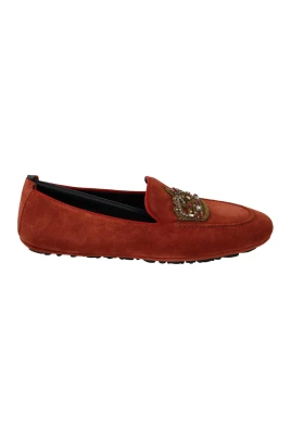 Kristallbroderade läderloafers