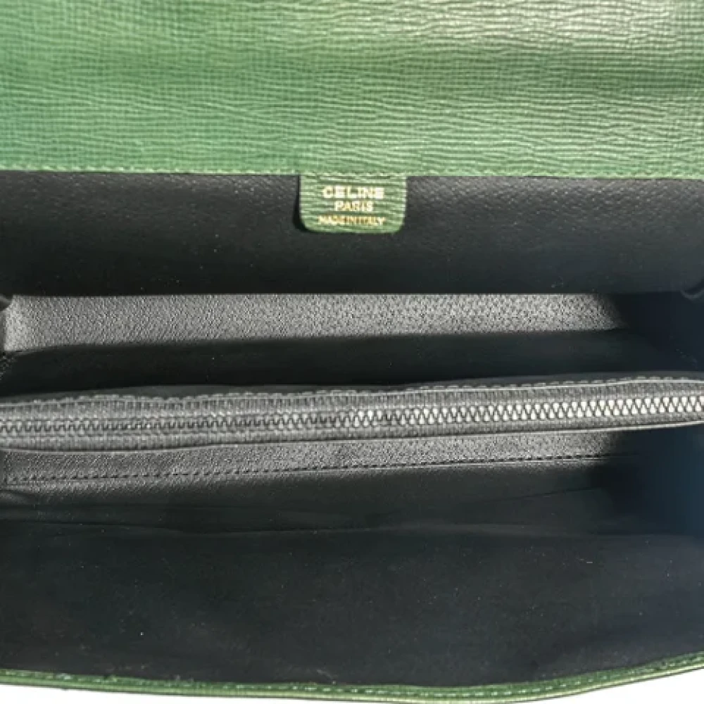 Celine Vintage Pre-owned Leather handbags Green Dames