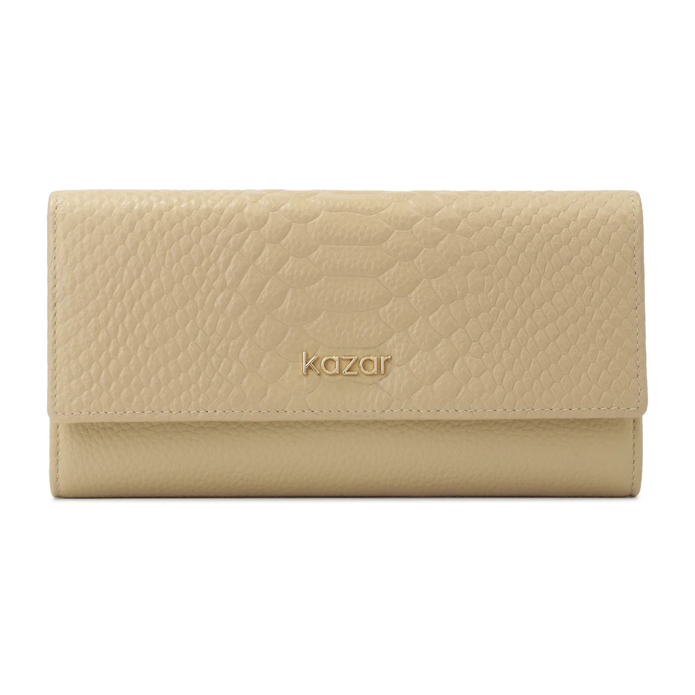 Kazar Langwerpige ruime leren portemonnee Beige Dames
