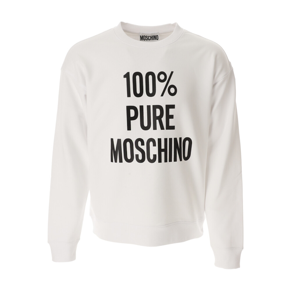 Felpa bianca pura con slogan frontale Moschino Uomo Miinto