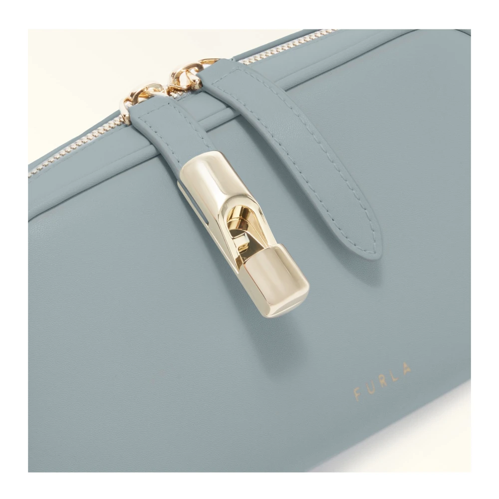Furla Lichtblauwe Leren Schoudertas Gray Dames