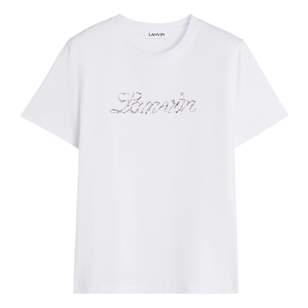 Lanvin Geborduurd Script Logo T-shirt White Dames