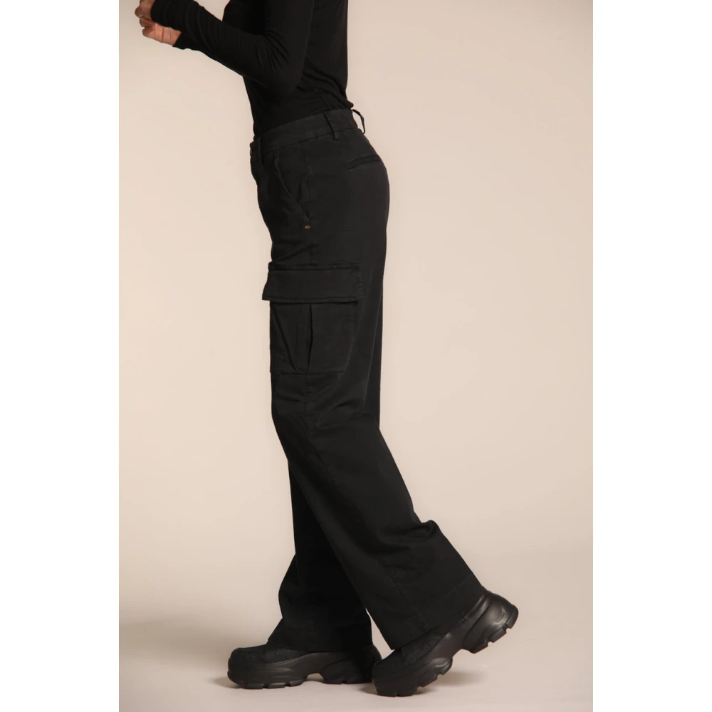 Mason's Cargo broek Victoria in gabardine rechte pasvorm Black Dames