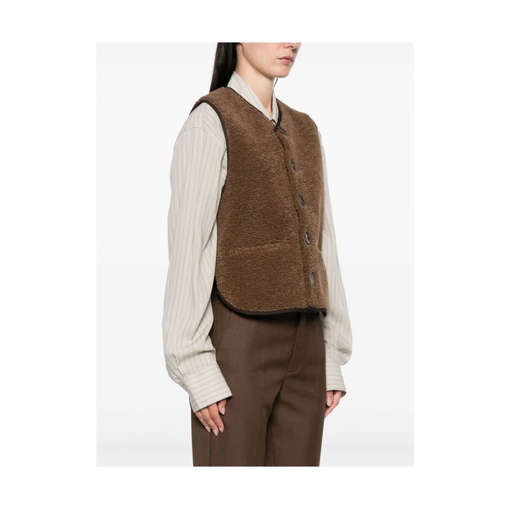 Soeur Bruine Faux-Shearling Mouwloze Sweater Brown Dames
