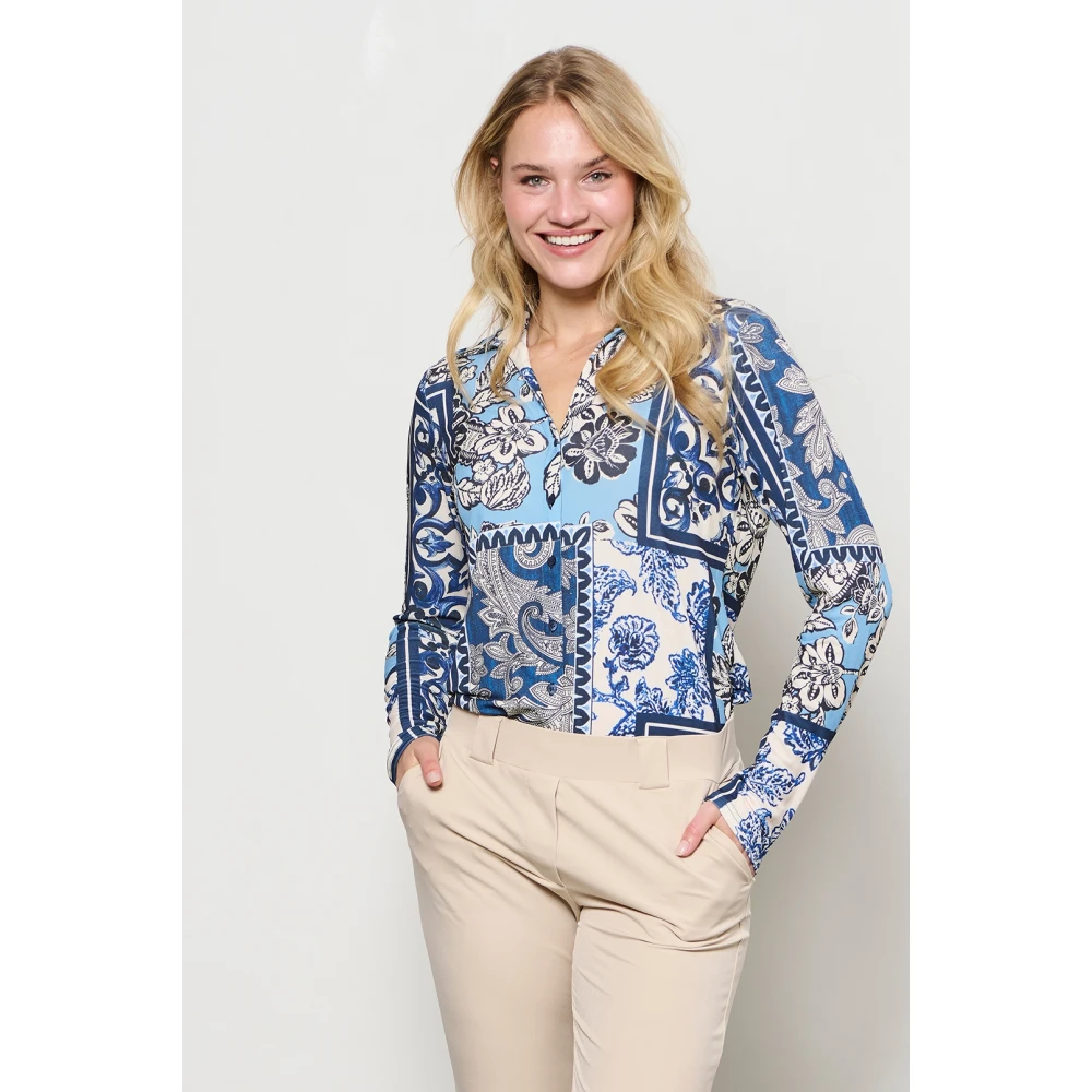 &Co Woman Overhemd met lange mouwen effen kleur Blue Dames