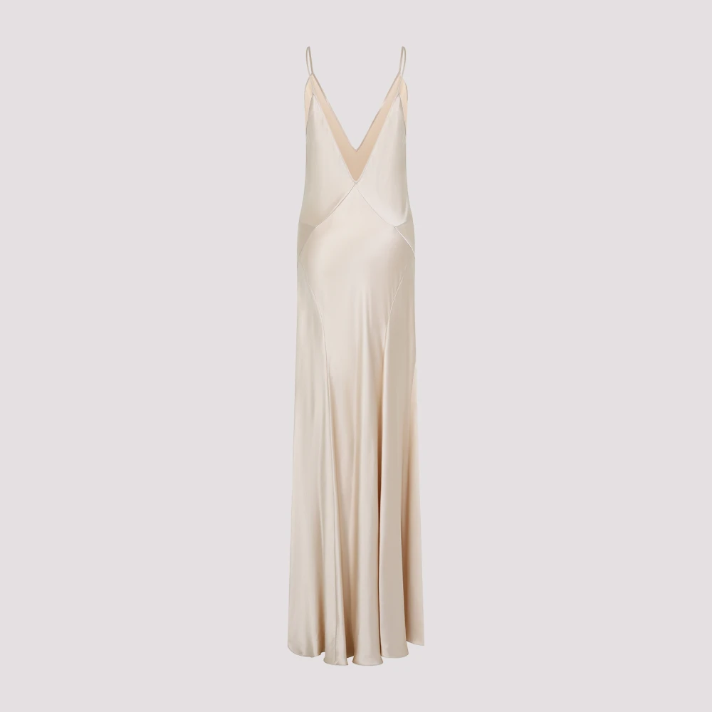 Saint Laurent Beige Nude Maxi Jurk Beige Dames