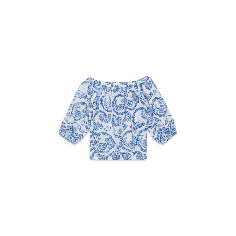 Maliparmi Women's Blue Blouses, M, Broderie Anglaise Shirt