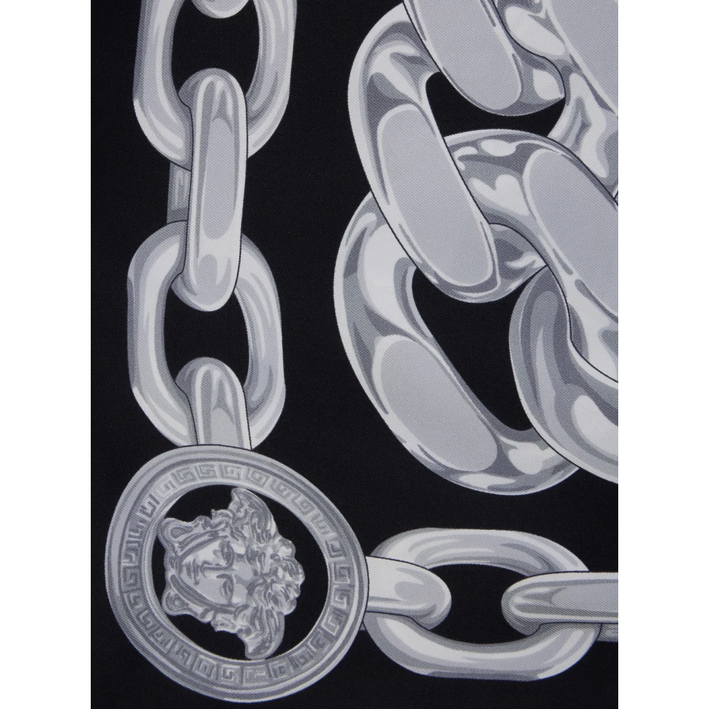 Versace Zwart Zijden Sjaal met Medusa Print Black Heren