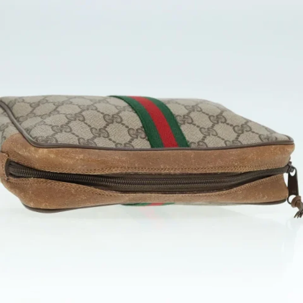 Gucci Vintage Pre-owned Leather clutches Beige Dames