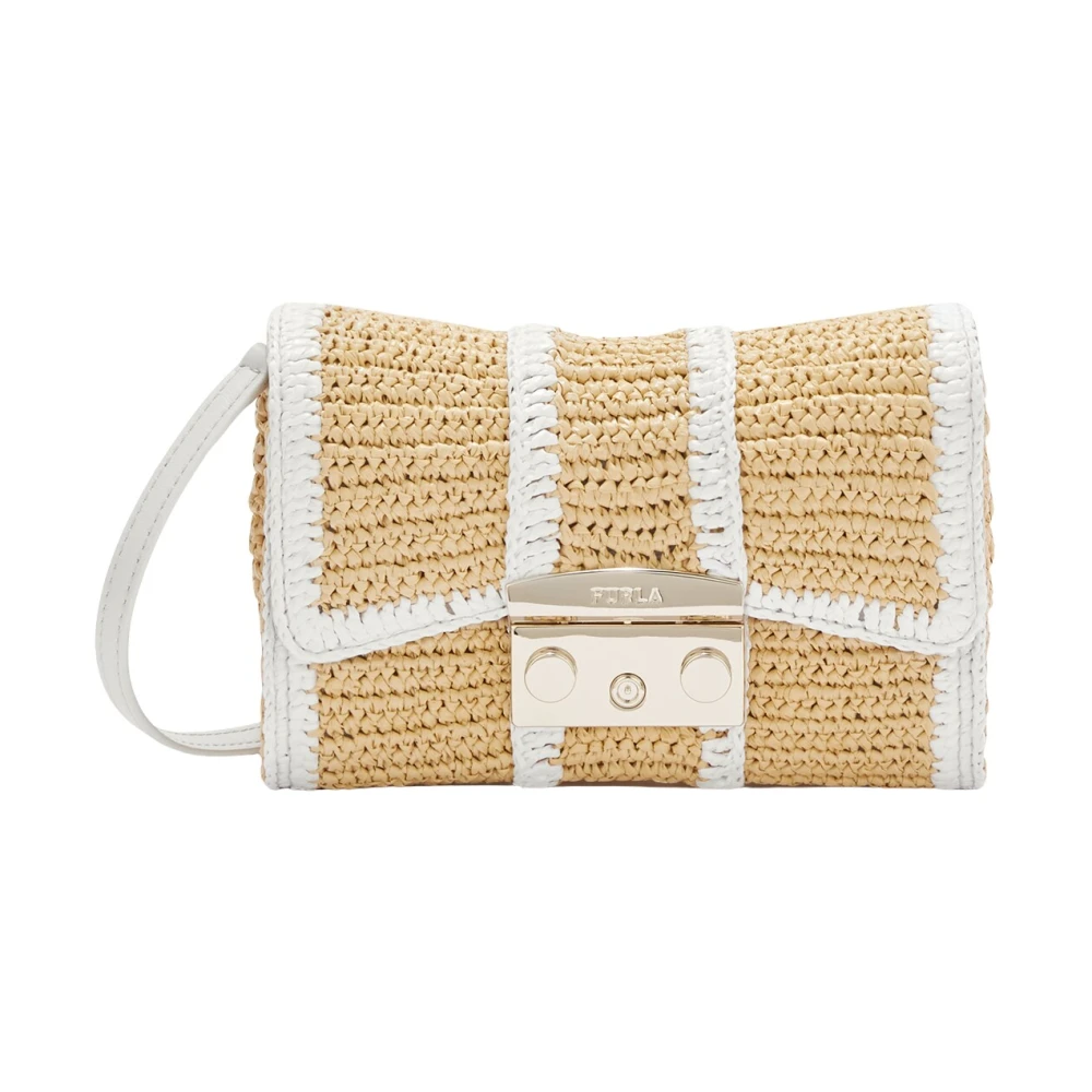 Furla Boog-geïnspireerde Mini Crossbody Tas Beige Dames