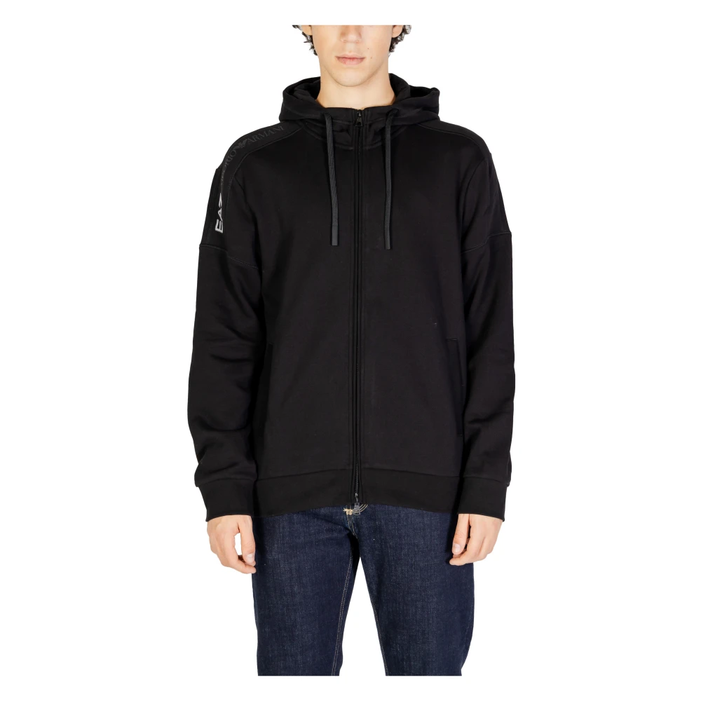 Emporio Armani EA7 Zwarte Zip-Up Hoodie Black Heren
