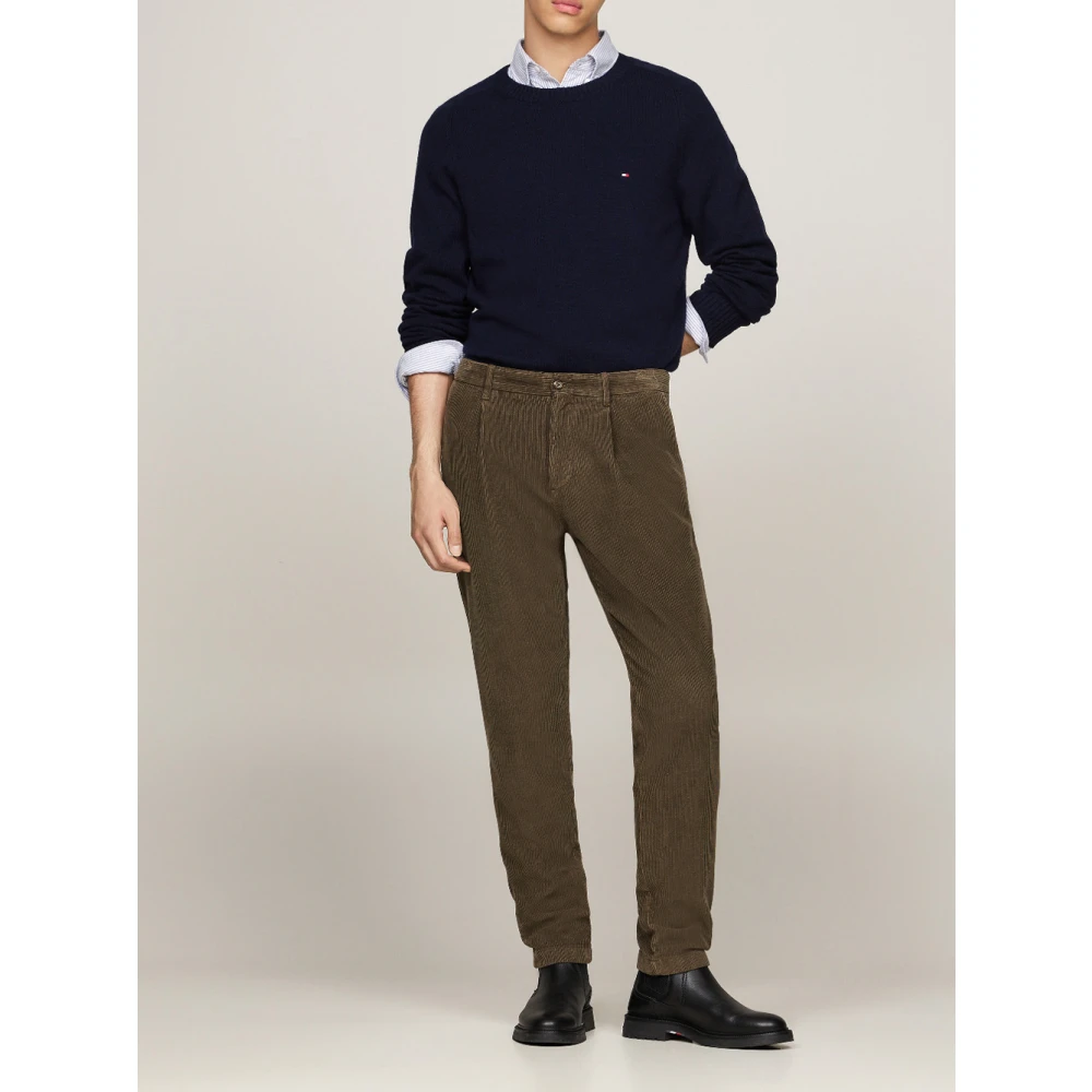 Tommy Hilfiger Blauwe Trui Lamswol Ronde Hals Stijl Blue Heren