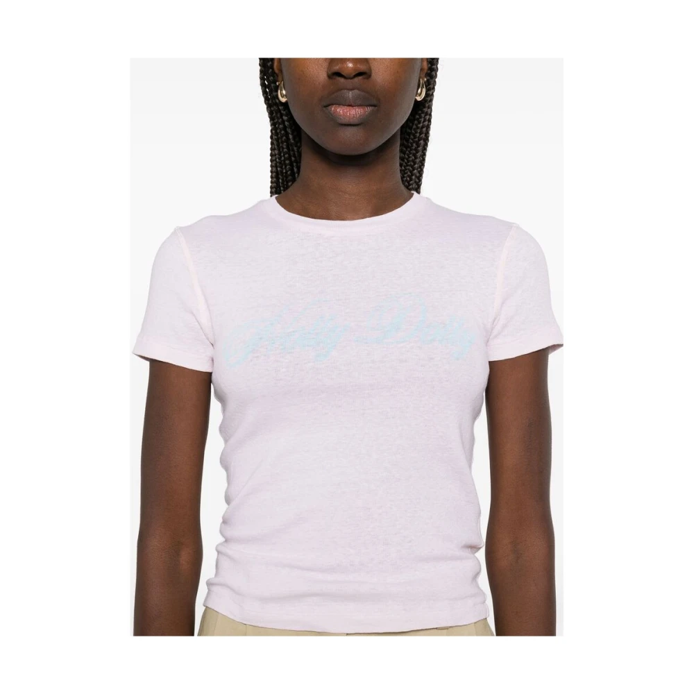 Re Done Roze Slogan Print T-shirt Pink Dames