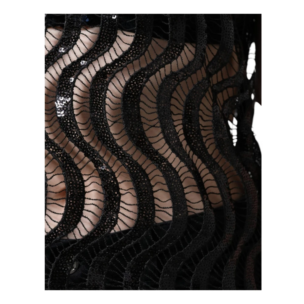 Dolce & Gabbana Zwarte Paillet Tanktop met Ronde Hals Black Dames