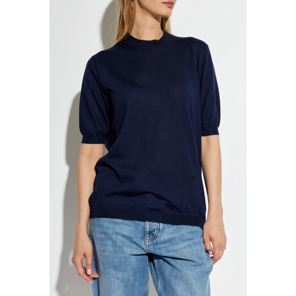 Bottega Veneta Top met geborduurd logo Blue Dames