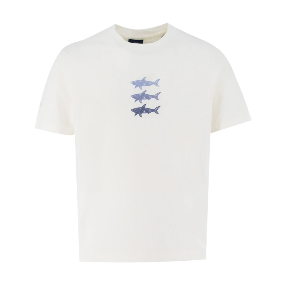 PAUL & SHARK Katoenen Crew-neck T-shirt met Print White Heren