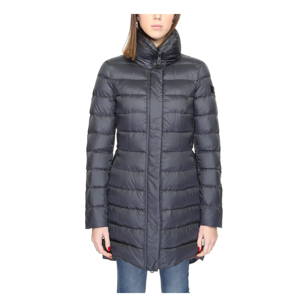 Peuterey Women's Blue Parkas, S, Polyester Turtleneck Jacket With Zip And Button Fastening