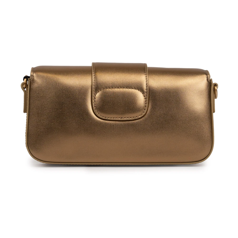 Twinset Gouden leren mini tas met ketting Yellow Dames
