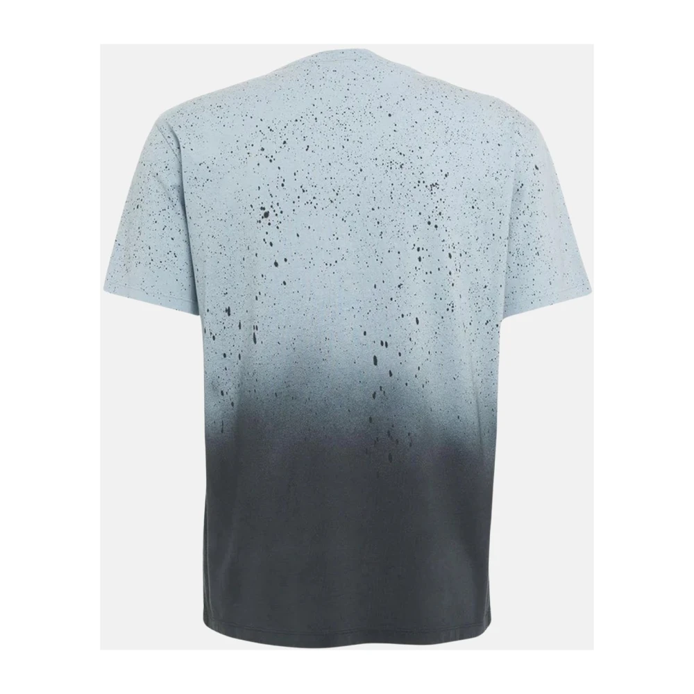 Mauro Grifoni T-shirt met dubbele rand ronde hals en halve mouw met schilderij Blue Heren