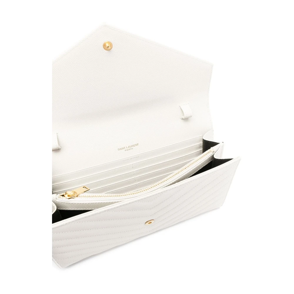 Saint Laurent Witte leren schoudertas met metalen initialen White Dames
