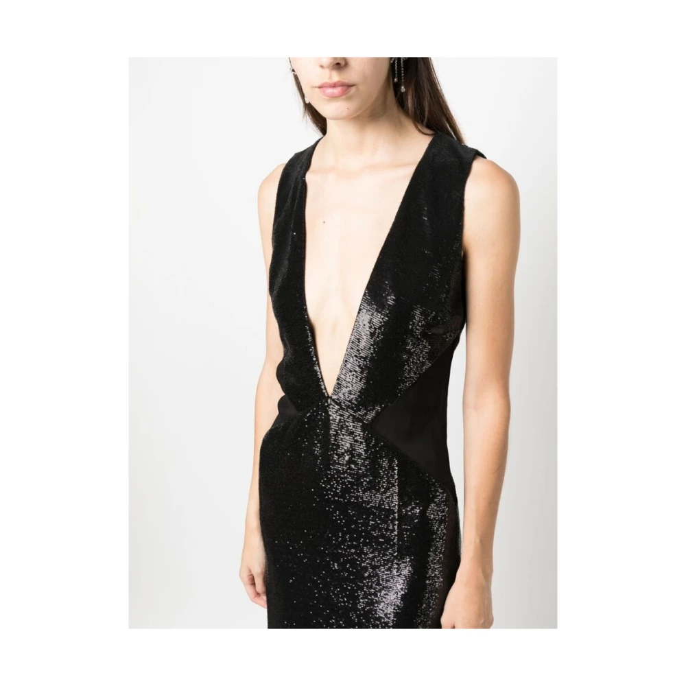 REV Zwarte Pailletten Maxi Jurk Black Dames