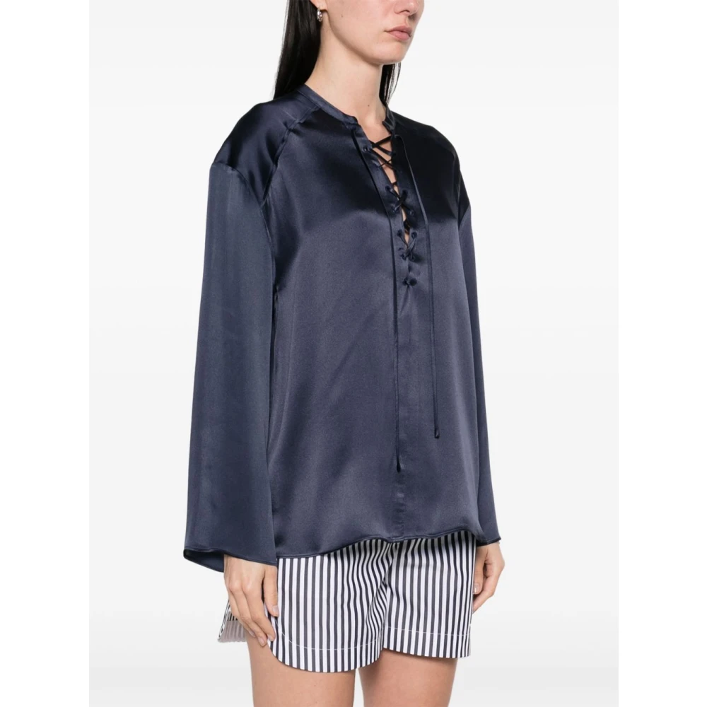 Semicouture Blauwe Zijden Elegantie Damesoverhemd Blue Dames
