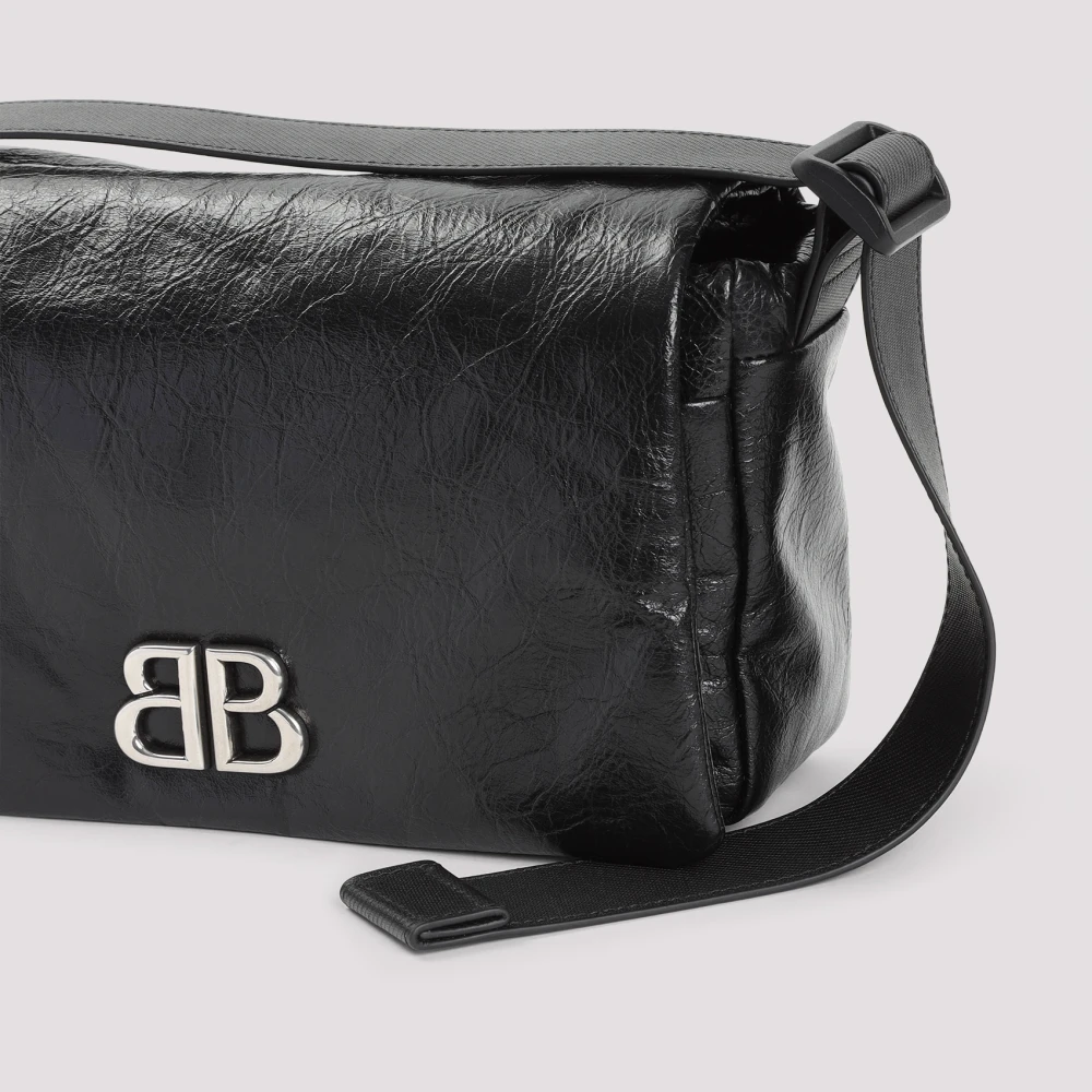 Balenciaga Zwarte Messenger Tas Monaco Flap Black Dames