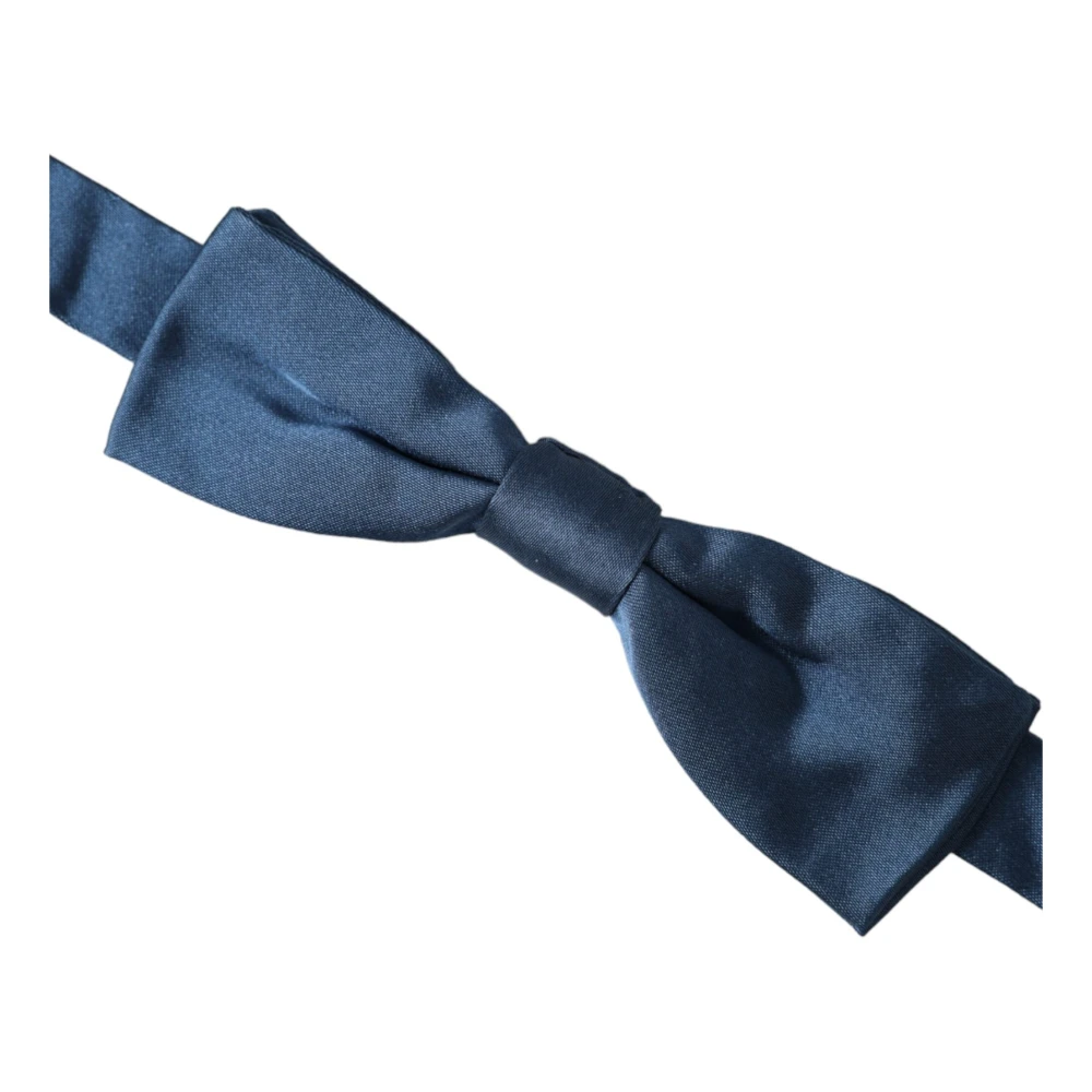 Dolce & Gabbana Blauw Satijn Verstelbare Nek Heren Vlinderdas Blue Heren