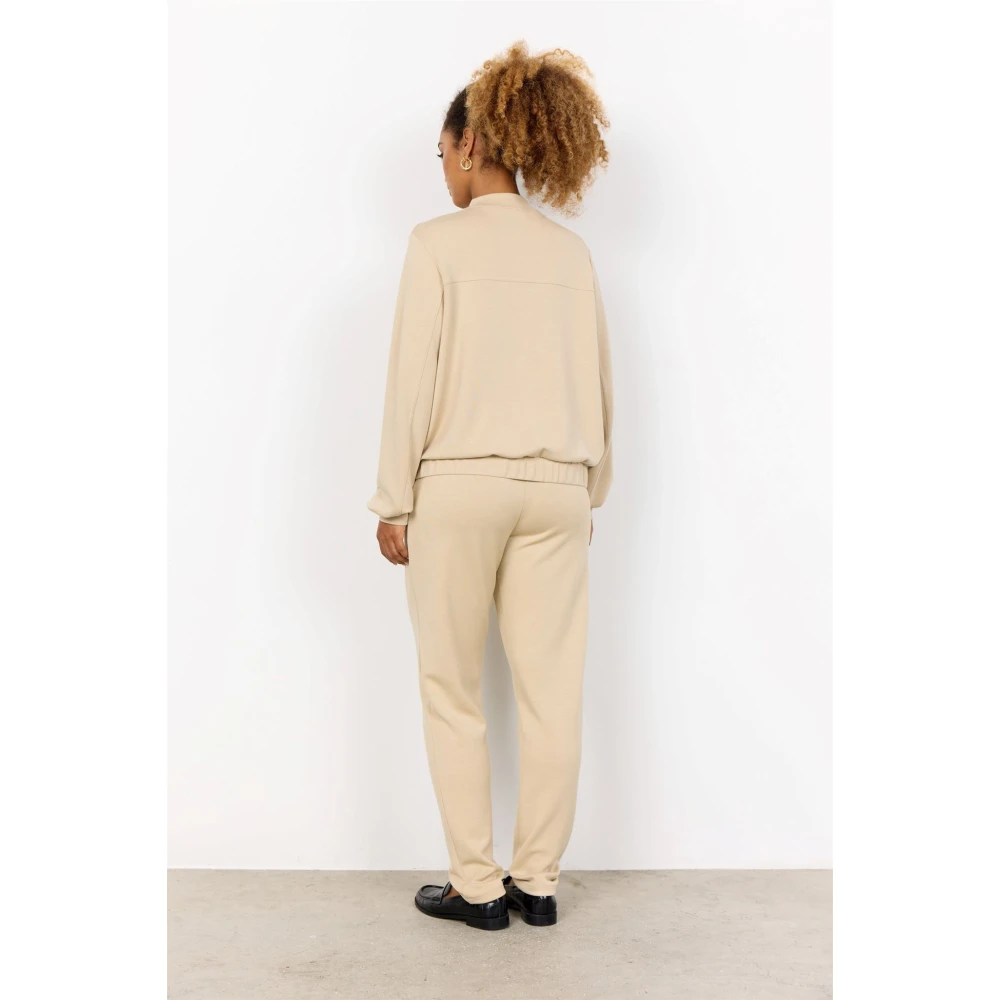 Soyaconcept Zachte Sweat Vest met Mandarin Kraag Beige Dames