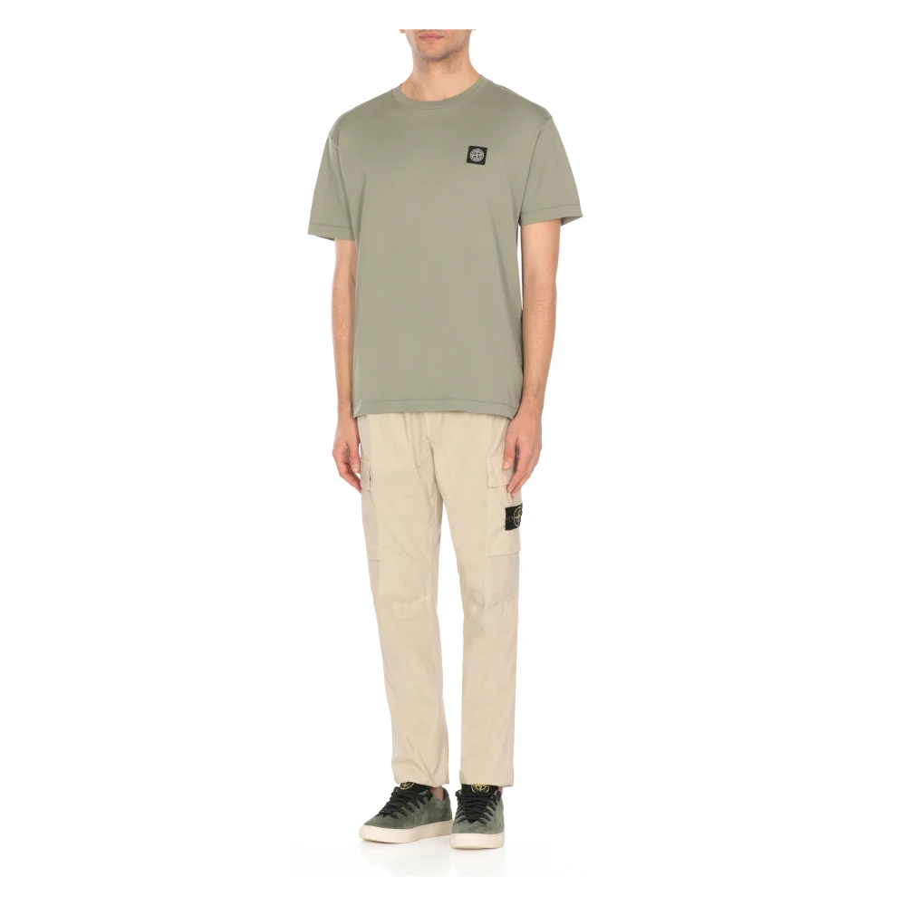 Stone Island Groen Katoenen T-shirt met Logopatch Green Heren