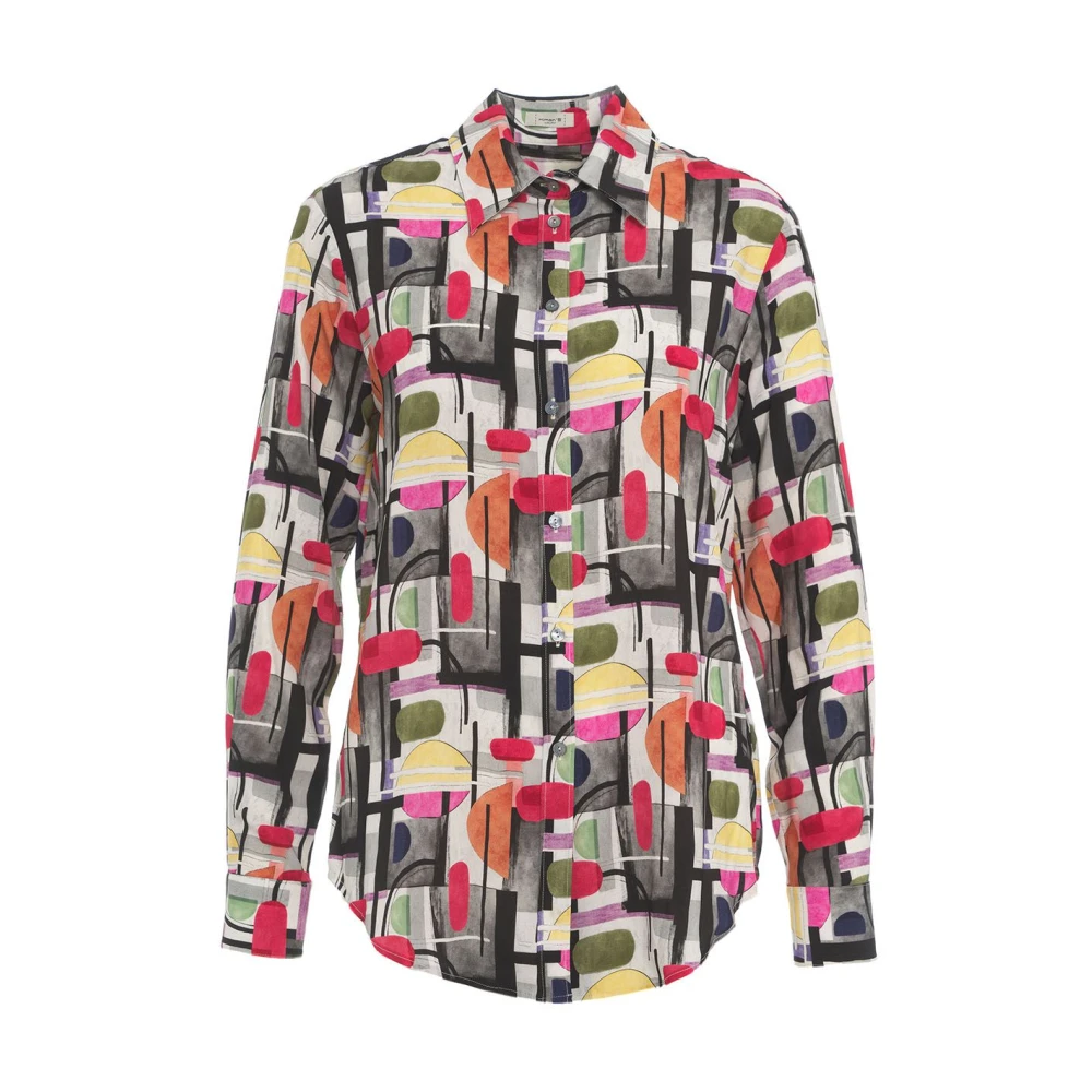 Himon's Retro Print Multi-Coloured Blouse Multicolor Dames