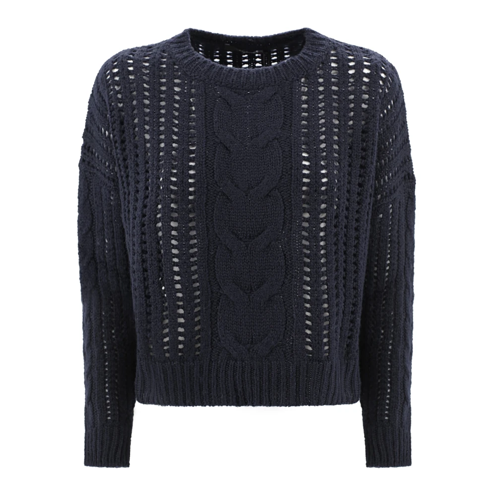Max Mara Weekend Blauwe Wolgevlochten Trui Blue Dames