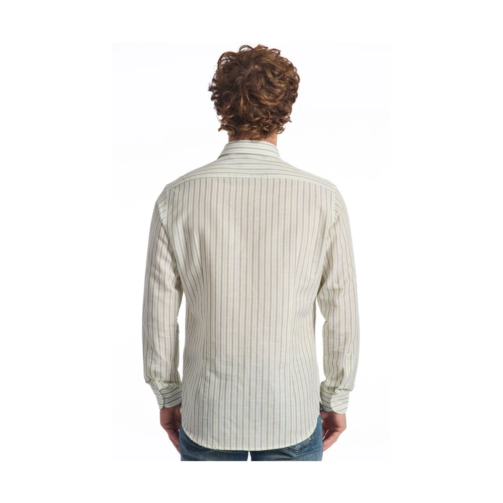 Baldinini Gestreept katoenen overhemd Slim Fit Beige Heren