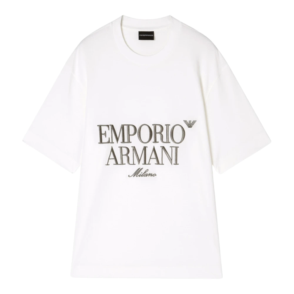 Emporio Armani Men's White T-Shirts, Xl, Logo-Embroidered T-Shirt