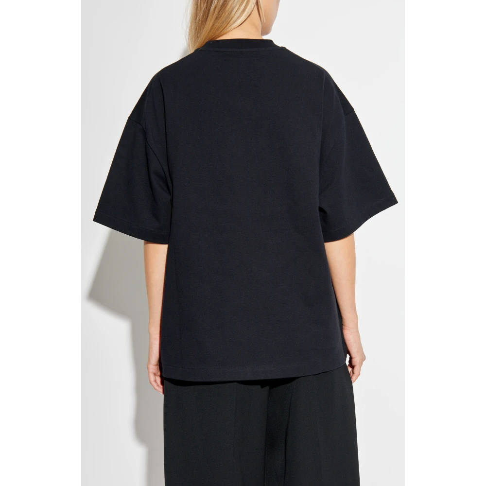 Jil Sander T-shirt met logo Black Dames
