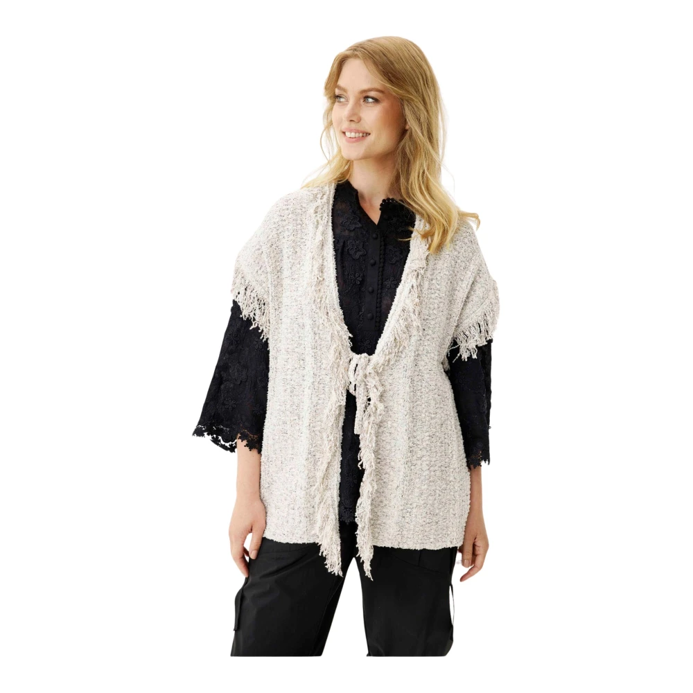 IN Front Poppy Gebreid Vest Licht Zand Beige Dames
