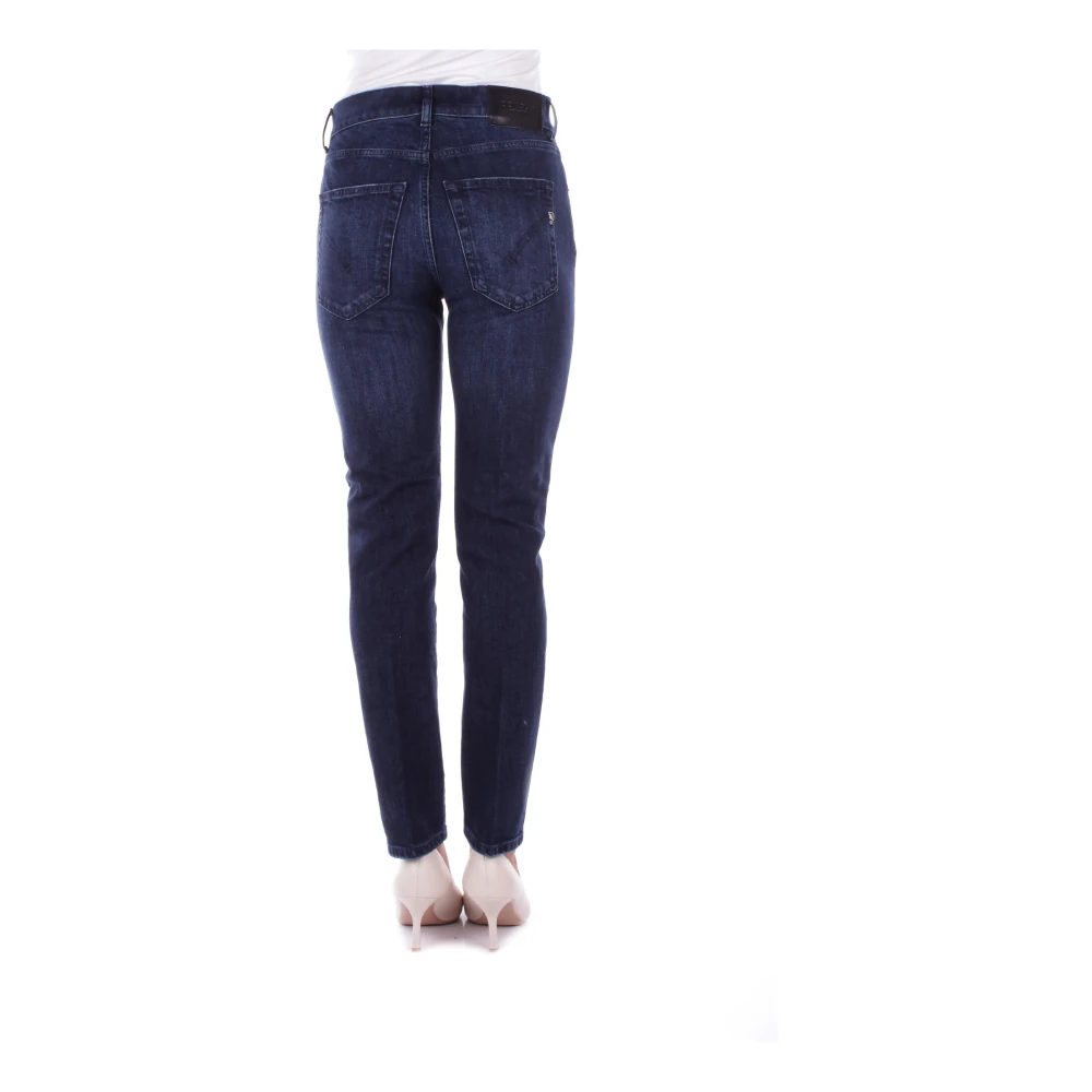 Dondup Denim Skinny Stretch Jeans met Logo Blue Dames