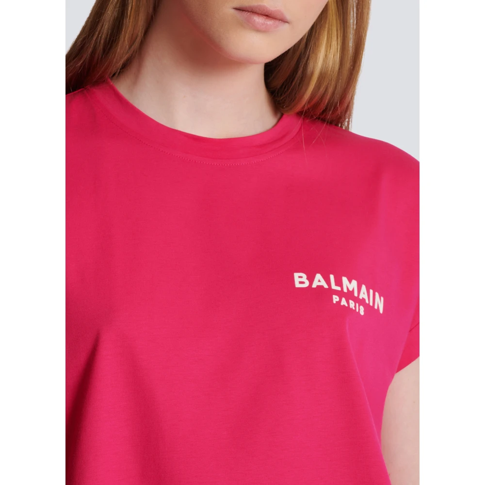 Balmain Flock T-shirt Pink Dames