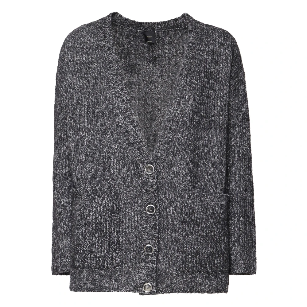 Pinko Grijze Wol Vest V-Hals Knoopsluiting Gray Dames