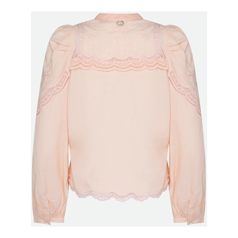 Twinset Roze Bloemen Geborduurde Shirt Pink Dames