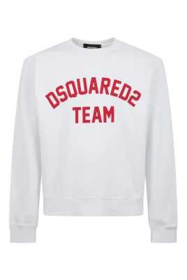 Vit Bomulls Sweatshirt med Röd Team Print