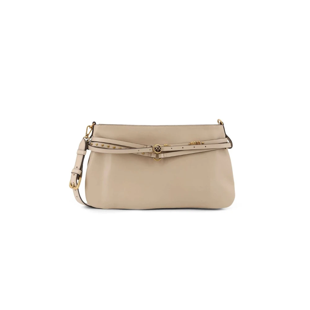 Pinko Women's Beige Leather Shoulder Bag - Shoulder Bags - One Size - Bags