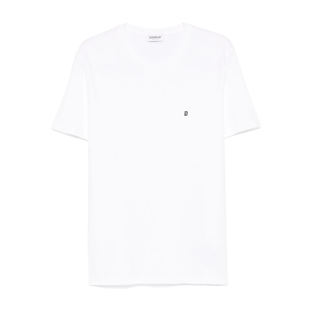 Dondup Witte Crew Neck Korte Mouw Shirt White Heren