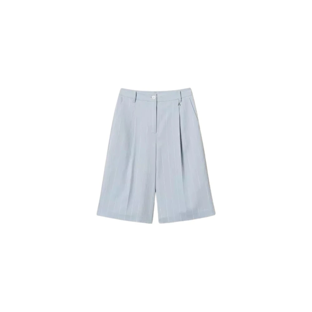 Twinset Blue Pinstripe Bermuda Shorts - Female - Bermudas - S - Shorts