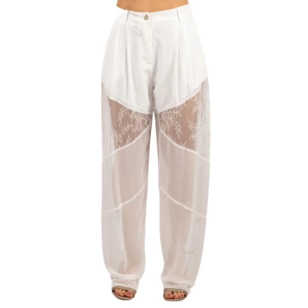 Pinko Women's White Wide Trousers - Wide Trousers - S - Trousers