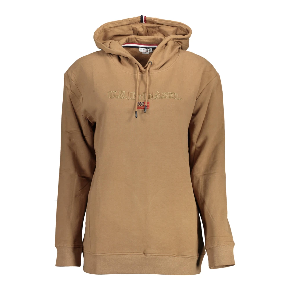 U.s. Polo Assn. Hoodie Brun Broderade Kontrastdetaljer Brown, Dam