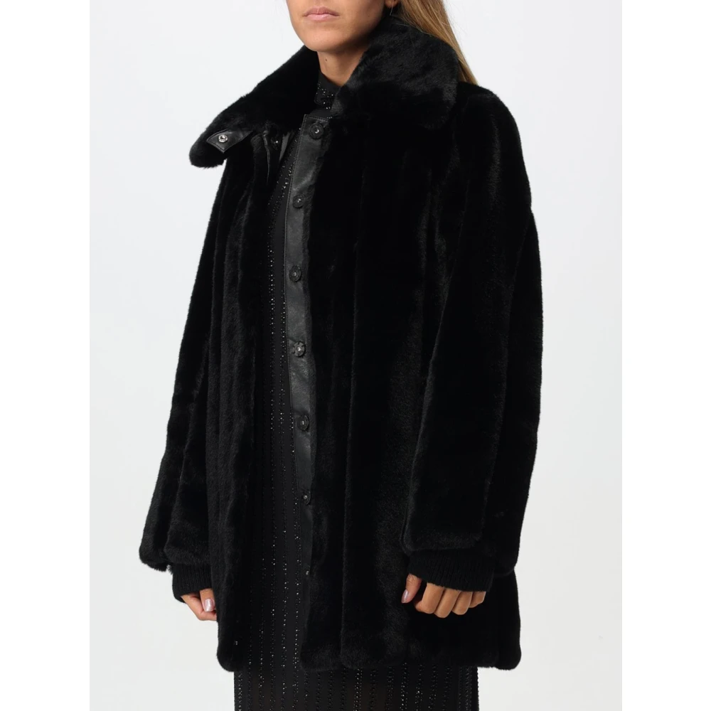 PATRIZIA PEPE Zwarte Shearling Ritsjas Black Dames